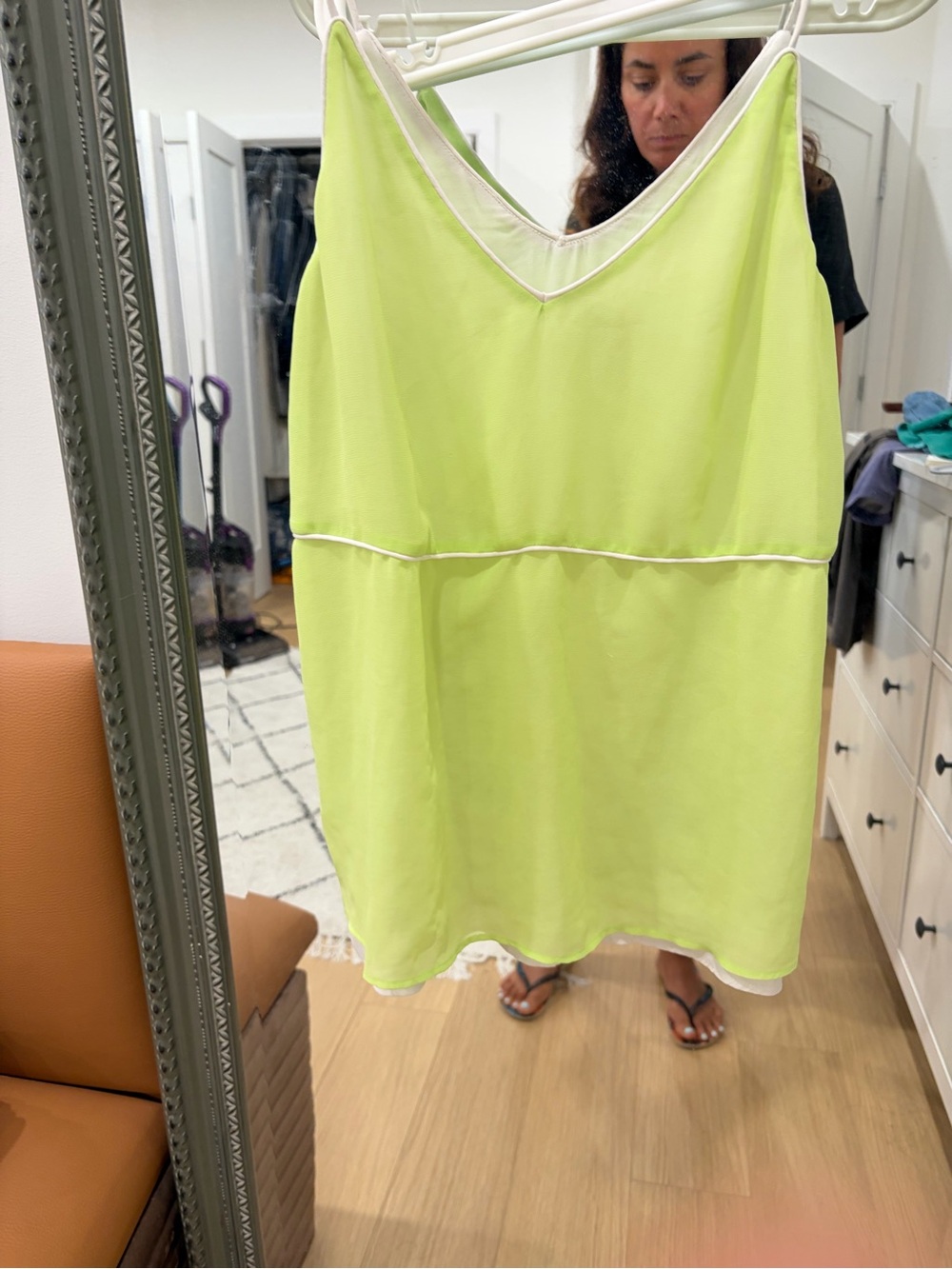 Zara Bright Lime Green  tank top with White Trim